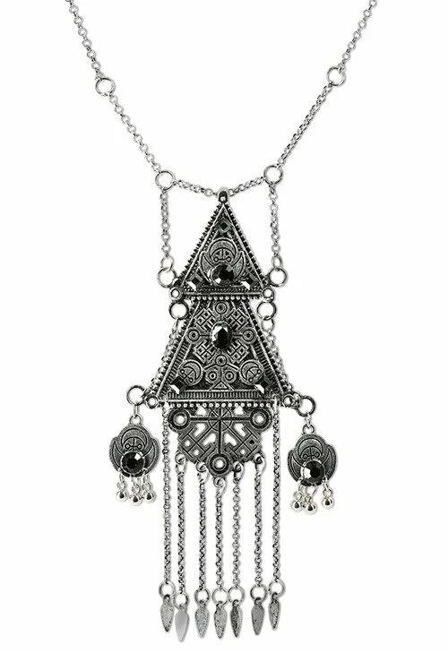 Restyle Necklaces Antique Silver Gothic Double Triangle Necklace - Image 2