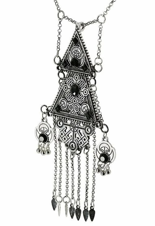 Restyle Necklaces Antique Silver Gothic Double Triangle Necklace - Image 3
