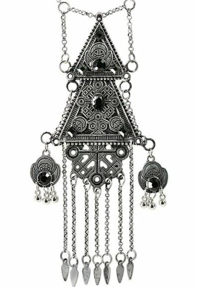 Restyle Necklaces Antique Silver Gothic Double Triangle Necklace