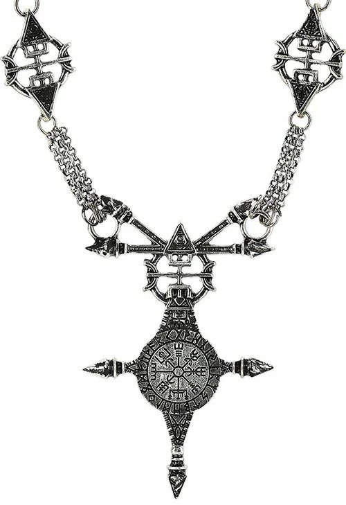 Restyle Necklaces Antique Silver Gothic Pagan Pendant Vegvisir Necklace - Image 2