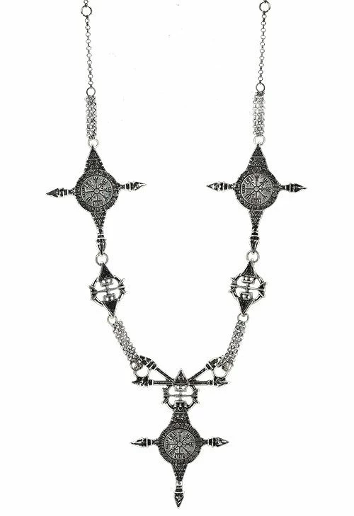 Restyle Necklaces Antique Silver Gothic Pagan Pendant Vegvisir Necklace - Image 3