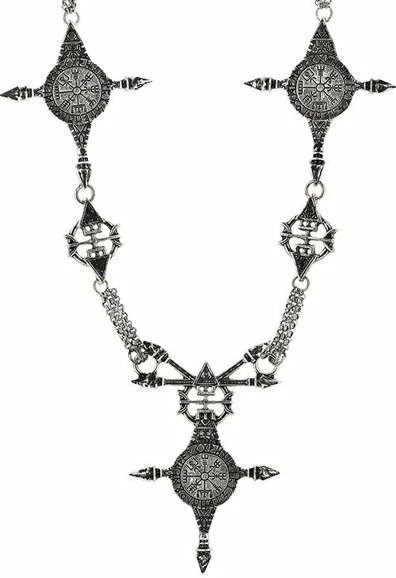Restyle Necklaces Antique Silver Gothic Pagan Pendant Vegvisir Necklace