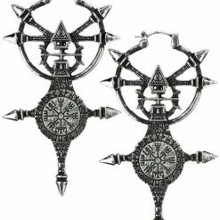 Restyle Antique Silver Gothic Vegvisir Earrings