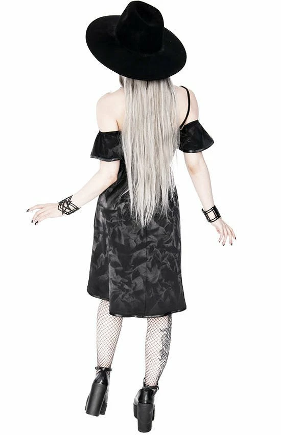 Restyle Dresses Asymmetrical Black Gothic Floral Harness Pentagram Mini Dress - Image 5