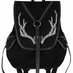 Restyle Bags & Backpacks Black Antlers Backpack Pagan Witch Bag With Pockets