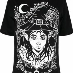 Restyle T-Shirts Black Elf Witch In The Forest Oversized T-shirt