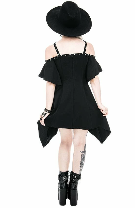 Restyle Dresses Black Gothic Asymmetrical Flared Short Sleeves Tunic Mini Dress - Image 6