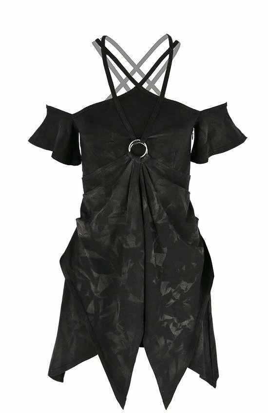 Restyle Dresses Black Gothic Asymmetrical Strappy Pentagram Mini Dress - Image 2