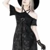 Restyle Dresses Black Gothic Asymmetrical Strappy Pentagram Mini Dress