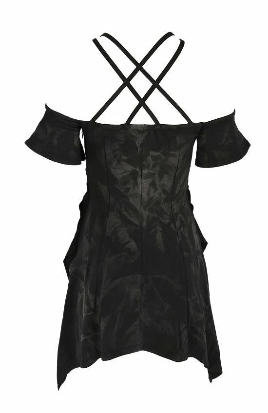 Restyle Dresses Black Gothic Asymmetrical Strappy Pentagram Mini Dress - Image 3