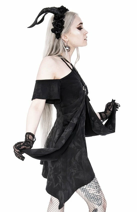 Restyle Dresses Black Gothic Asymmetrical Strappy Pentagram Mini Dress - Image 6