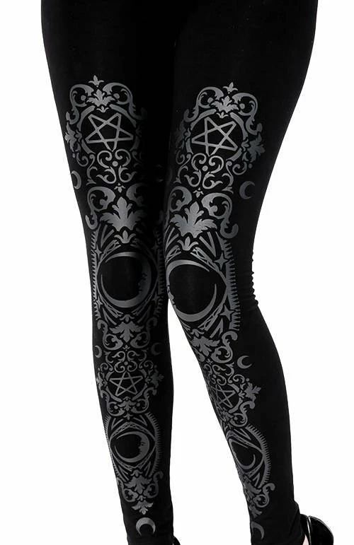 Restyle Black Gothic Baroque Frame Crescent Leggings - Image 2