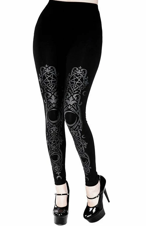 Restyle Black Gothic Baroque Frame Crescent Leggings - Image 3