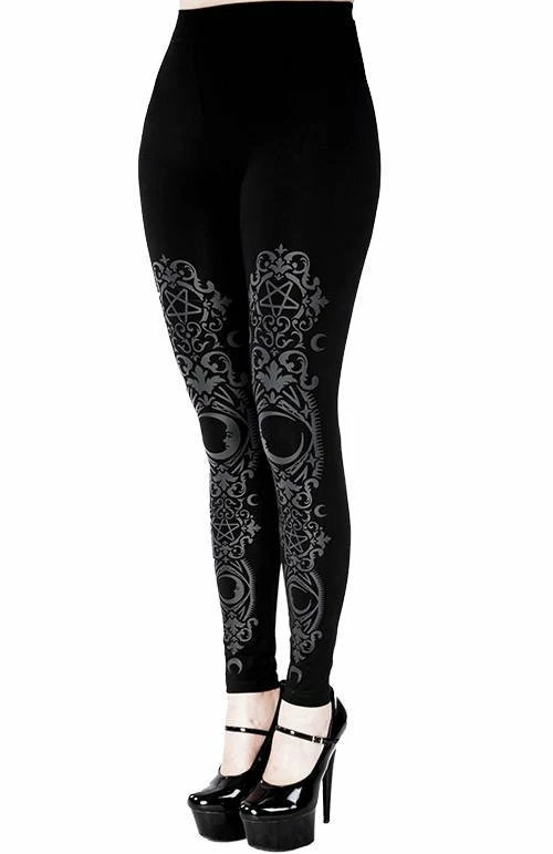 Restyle Black Gothic Baroque Frame Crescent Leggings - Image 4