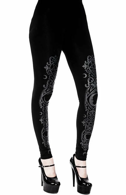 Restyle Black Gothic Baroque Frame Crescent Leggings - Image 5