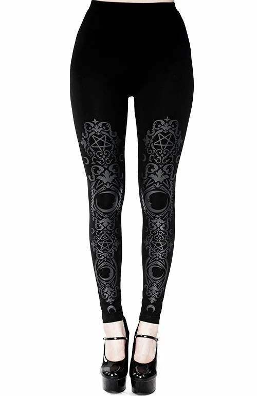 Restyle Black Gothic Baroque Frame Crescent Leggings