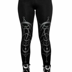 Restyle Black Gothic Elastic Waist Twin Moon Leggings