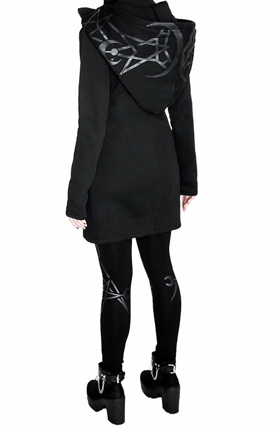 Restyle Black Gothic Elastic Waist Twin Moon Leggings - Image 5