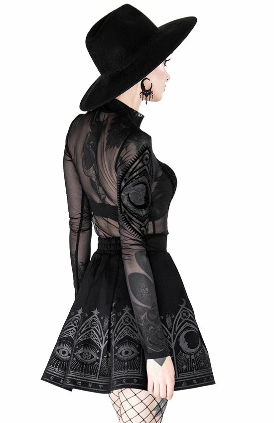 Restyle Skirts Black Gothic Fortune Teller Pleated Mini Skirt - Image 4