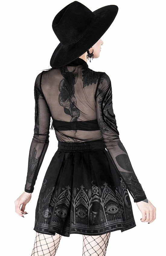 Restyle Skirts Black Gothic Fortune Teller Pleated Mini Skirt - Image 5