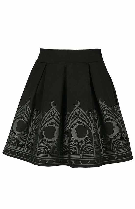 Restyle Skirts Black Gothic Fortune Teller Pleated Mini Skirt - Image 6