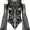 Restyle Standard Tops Black Gothic Iris Cold Shoulder Bodysuit