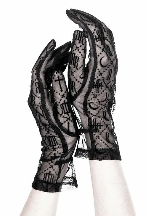 Restyle Black Gothic Mesh Luxurious Goth Gloves - Image 4