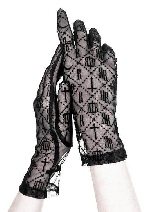 Restyle Black Gothic Mesh Luxurious Goth Gloves - Image 5