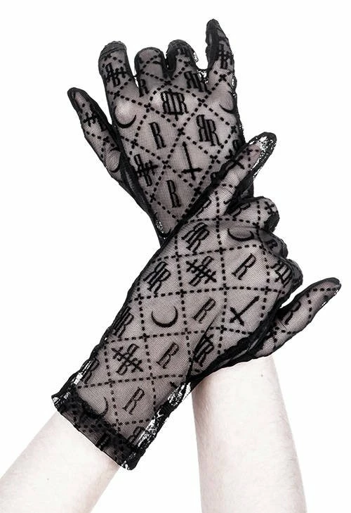 Restyle Black Gothic Mesh Luxurious Goth Gloves - Image 6