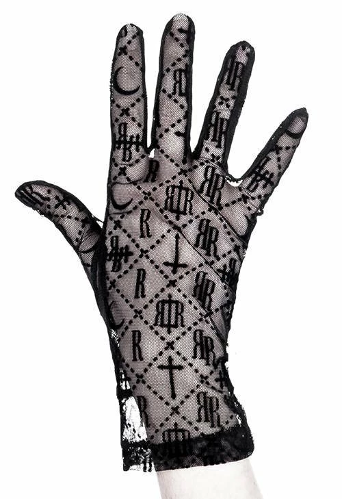 Restyle Black Gothic Mesh Luxurious Goth Gloves