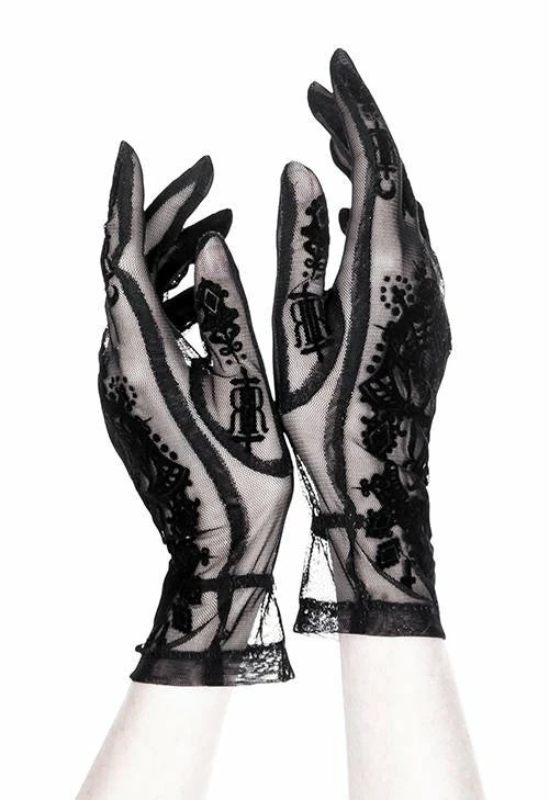 Restyle Gloves Black Gothic Mesh Saint Goth Sleeves - Image 3