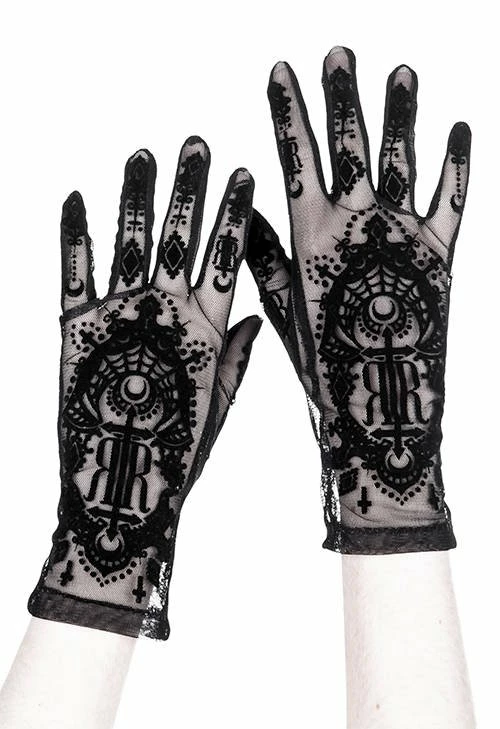 Restyle Gloves Black Gothic Mesh Saint Goth Sleeves - Image 4
