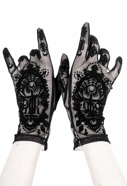 Restyle Gloves Black Gothic Mesh Saint Goth Sleeves - Image 5