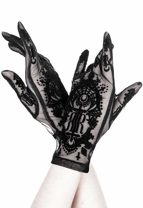 Restyle Gloves Black Gothic Mesh Saint Goth Sleeves - Image 6