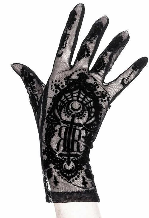 Restyle Gloves Black Gothic Mesh Saint Goth Sleeves