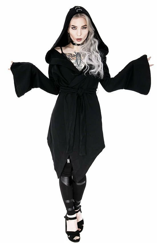 Restyle Jackets Black Gothic Oversized Hood D-Rings Asymmetrical Sweatshirt - Image 3
