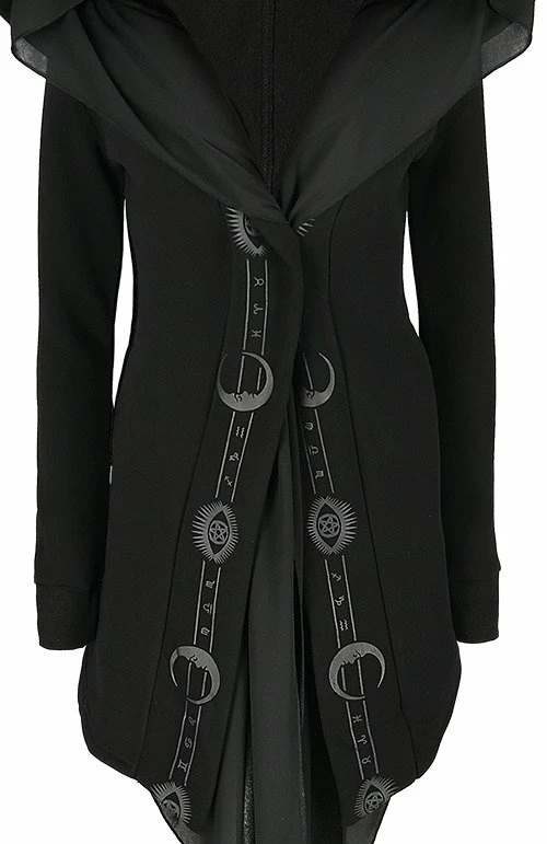 Restyle Jackets Black Gothic Oversized Hood Fortune Teller Long Asymmetrical Jacket - Image 4