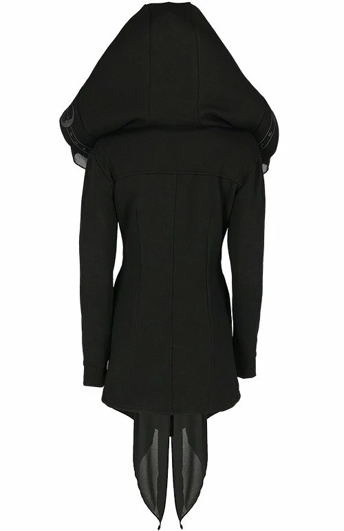 Restyle Jackets Black Gothic Oversized Hood Fortune Teller Long Asymmetrical Jacket - Image 5