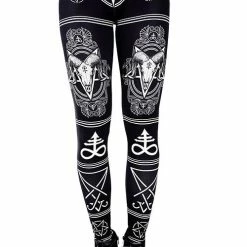 Restyle Black Gothic Ram Skulls Pentagrams Leviatan Crosses Leggings