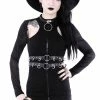Restyle Dresses Black Gothic Ring Collar Full Zipper Pencil Mini Dress