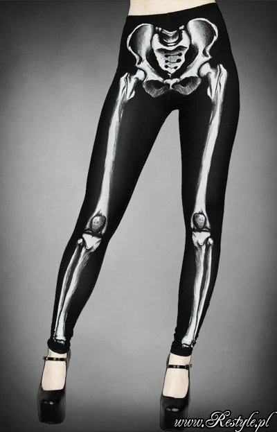 Restyle Black Gothic Skeleton Print Leggings - Image 2