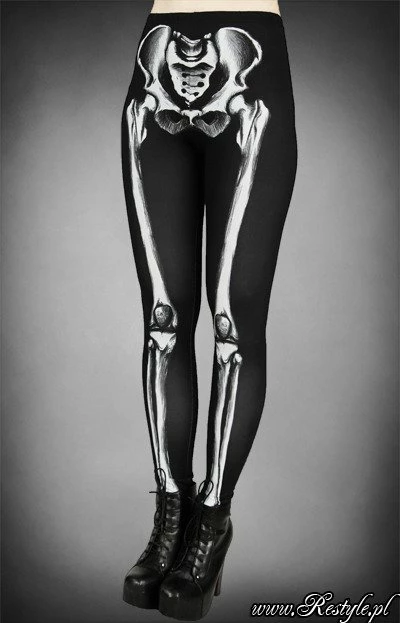 Restyle Black Gothic Skeleton Print Leggings - Image 3