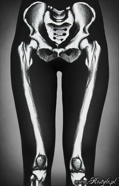 Restyle Black Gothic Skeleton Print Leggings - Image 5