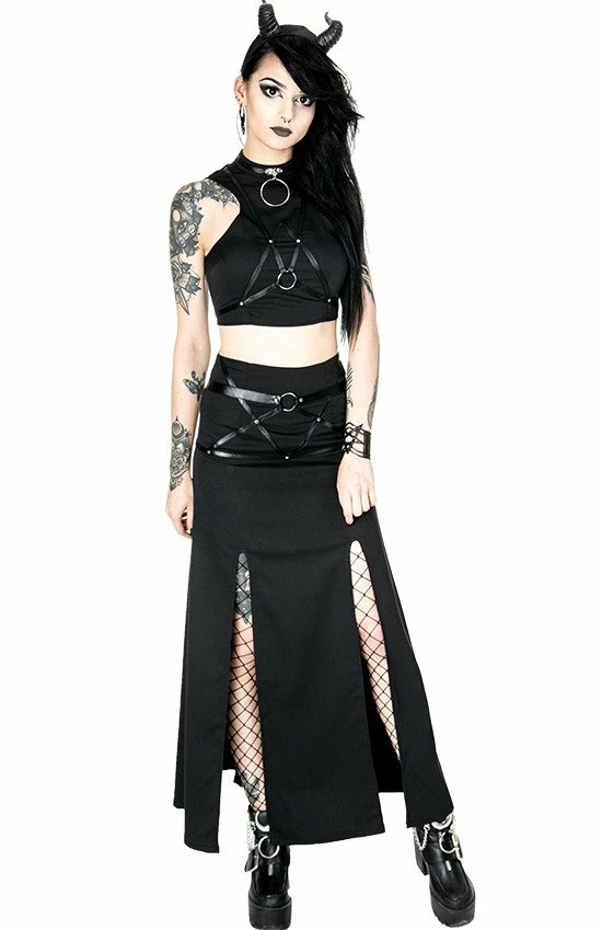 Restyle Standard Tops Black Gothic Sleeveless Villain Harness Crop Top - Image 6