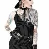 Restyle Dresses Black Gothic Steampunk Collared Pinstripe Mini Dress