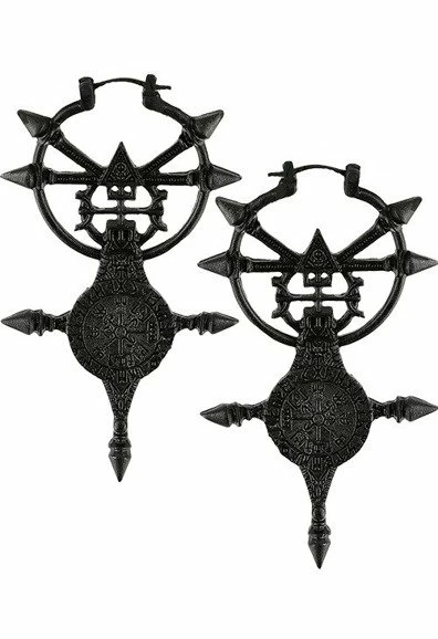Restyle Black Gothic Vegvisir Earrings