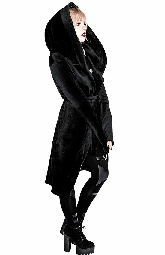 Restyle Hoodies & Sweatshirts Black Gothic Velvet Reaper With Big Hood - Image 4