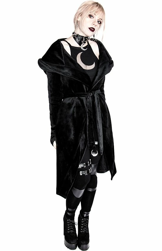 Restyle Hoodies & Sweatshirts Black Gothic Velvet Reaper With Big Hood - Image 6