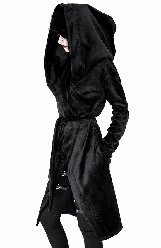 Restyle Hoodies & Sweatshirts Black Gothic Velvet Reaper With Big Hood