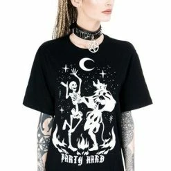 Restyle T-Shirts Black Oversized Party Hard Devil Dance T-shirt